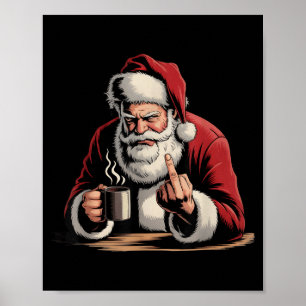 Poster Noël Santa Doigt Du Milieu Sarcastique Xmas Drôle