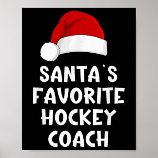 Poster Noël Santas entraîneur de hockey favori Drôle Noël