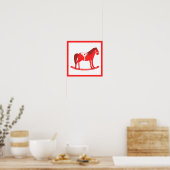 Poster Noël scandinave Cheval Rocking (Cuisine)