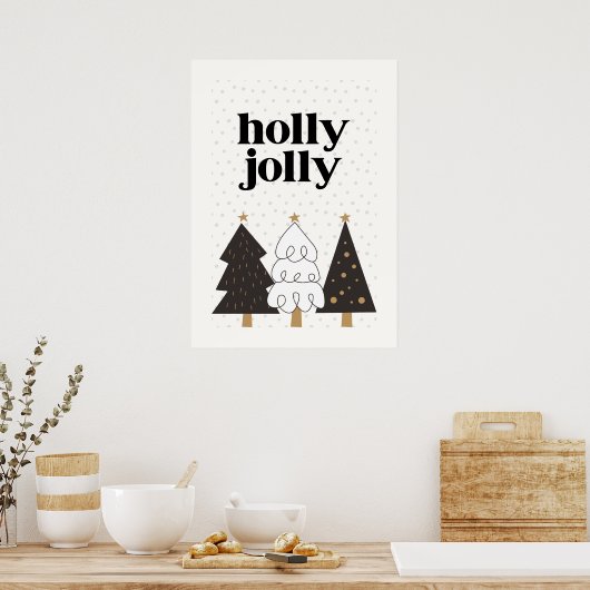 Poster Noël scandinave Holly Jolly (Cuisine)