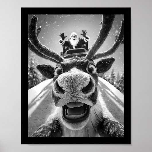 Poster Noël selfie de renne drôle (Devant)