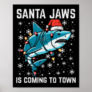 Poster Noël Shark Père Noël Jaws Jaws Jaws Hommes Garçons