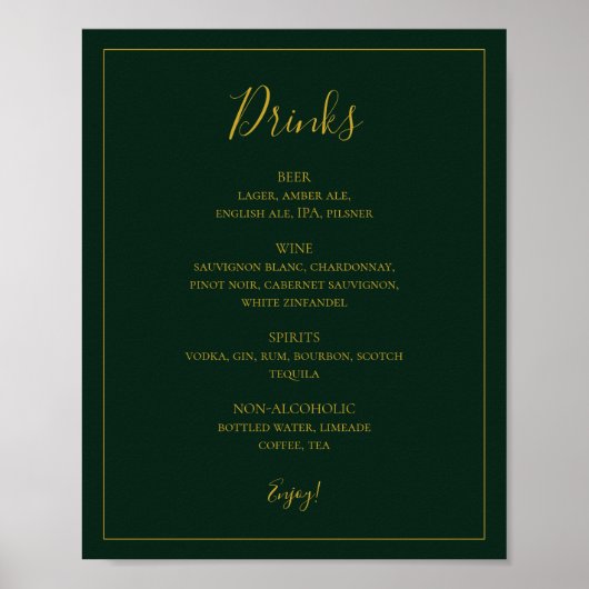 Poster Noël simple et élégant | Panneau Menu Boissons Ver (Devant)