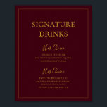 Poster Noël simple | Signature rouge Signet boisson<br><div class="desc">Ce Noël simple | signature rouge signe boissons est parfait pour votre mariage d'hiver moderne minimaliste. La calligraphie classique de luxe doré, ainsi que l'arrière - plan rouge traditionnel, tous bordés d'un cadre minimal, complètent l'ambiance colorée de vacances que vous recherchez. Vous pouvez personnaliser avec vos propres photos ou graphiques...</div>