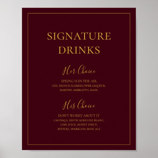 Poster Noël simple | Signature rouge Signet boisson