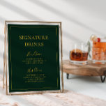 Poster Noël simple | Signature verte Signet boisson<br><div class="desc">Ce Noël simple | signature verte signe boissons est parfait pour votre mariage d'hiver moderne minimaliste. La calligraphie classique de luxe doré, ainsi que l'arrière - plan vert traditionnel, tous bordés d'un cadre minimal, complètent l'ambiance colorée de vacances que vous recherchez. Vous pouvez personnaliser avec vos propres photos ou graphiques...</div>