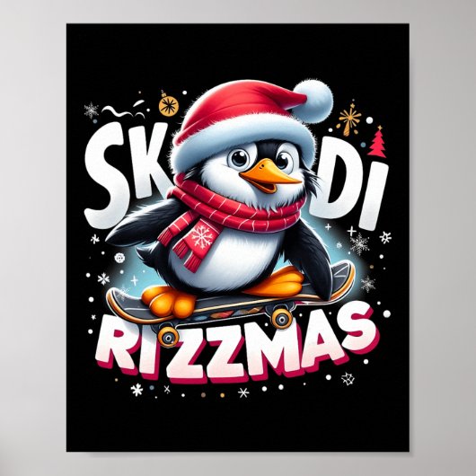 Poster Noël Skibidi Rizzmas Noël Cool Penguin Holida (Devant)