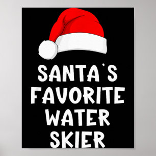 Poster Noël Skieur nautique préféré du Père Noël Ski