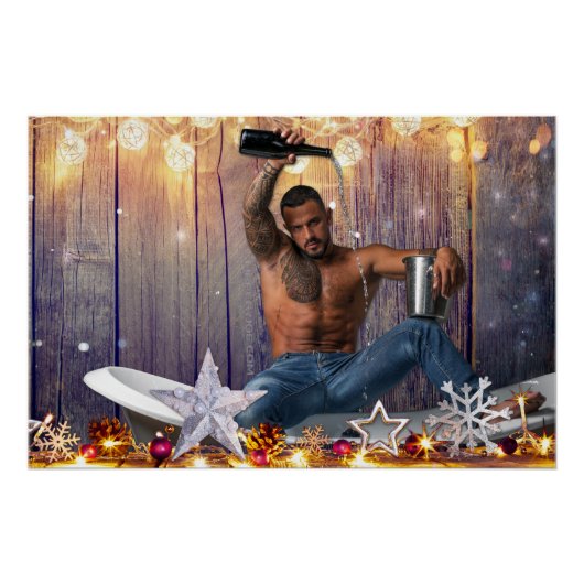 Poster Noël SlipperyJoe en or argent étoiles lumières hum (Devant)