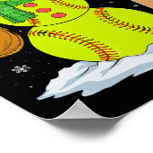 Poster Noël Snowman Softball Pitcher Boys Enfants Ados (Coin)