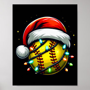 Poster Noël Softball Xmas Santa Amateur de Softball Garço