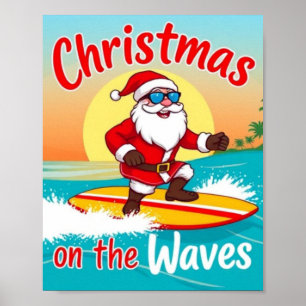 Poster Noël sur l'affiche de la vague - Festive Coastal H