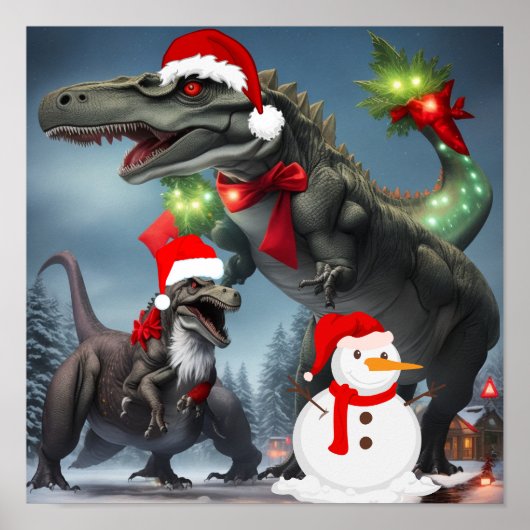 Poster Noël T-Rex (Devant)