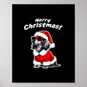 Poster Noël Teckel Drôle de Père Noël Chien Jolies Fêtes