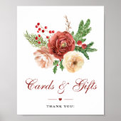 Poster Noël Terracotta Floral Mariages Cartes & Cadeaux (Devant)