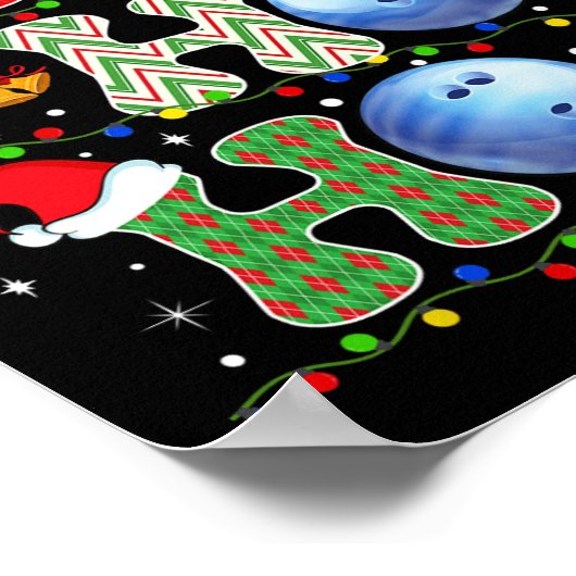 Poster Noël Tree Bowling Ho Ho Ho Père Noël Lights Noël (Coin)