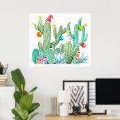 Poster Noël Vacances Cactus Désert Sud-Ouest Imprimer (Bureau à domicile)