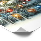 Poster Noël, Vacances, Père Noël, luge, Arbre de Noël (Coin)