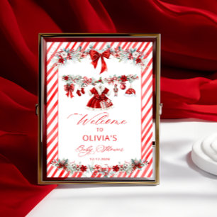 Poster Noël Vêtements de bébé Baby shower de fille Bienve