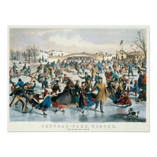 Poster Noël victorien Central Park Currier & Ives (Devant)