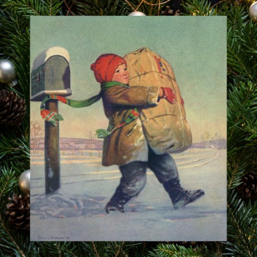 Poster Noël Vintage, Enfant avec grand forfait