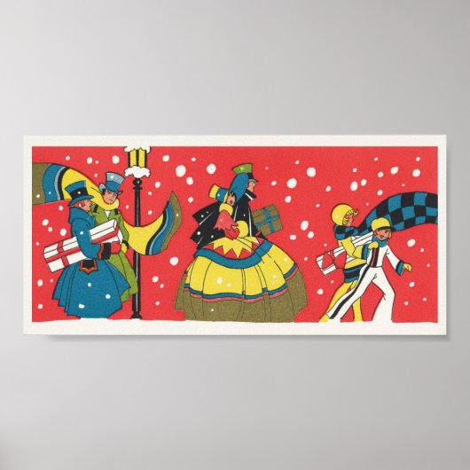 Poster Noël Vintage, Famille Victorienne (Devant)