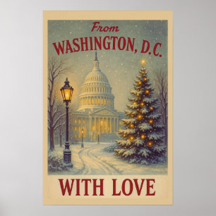 Poster Noël Vintage From Washington, DC With Love