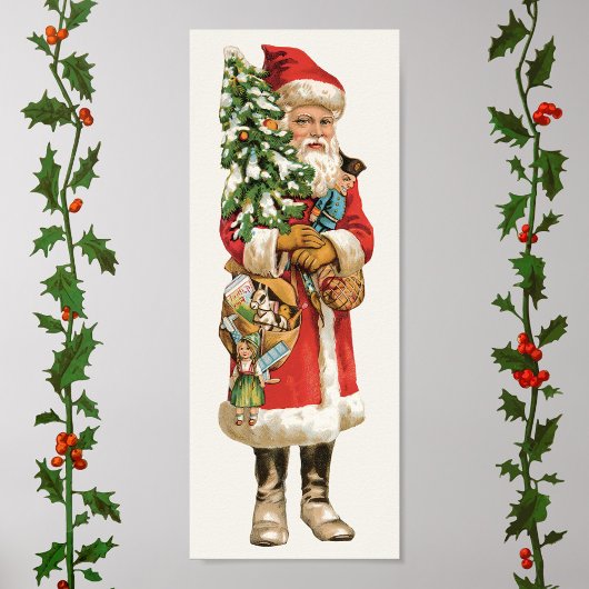 Poster Noël vintage, image découpée de Père Noël