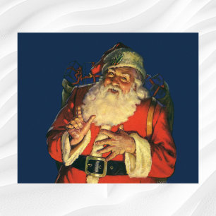 Poster Noël vintage, joyeux Père Noël avec des jouets