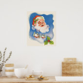 Poster Noël vintage, joyeux Père Noël rétro (Cuisine)
