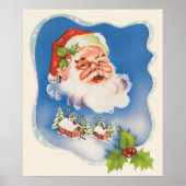 Poster Noël vintage, joyeux Père Noël rétro (Devant)