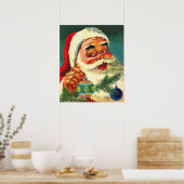 Poster Noël vintage, joyeux Père Noël rétro des années 50 (Cuisine)