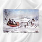 Poster Noël Vintage, La Route Hiver, Cheval Sleigh