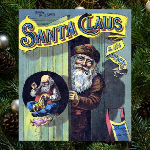 Poster Noël vintage, le Père Noël et son oeuvre