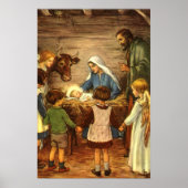 Poster Noël Vintage, Nativité Religieuse avec Bébé Jésus (Devant)
