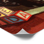 Poster Noël vintage, Père Noël rétro avec cadeaux (Coin)