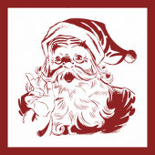 Poster Noël Vintage, Retro Jolly Santa Claus, Rouge
