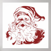 Poster Noël Vintage, Retro Jolly Santa Claus, Rouge (Devant)
