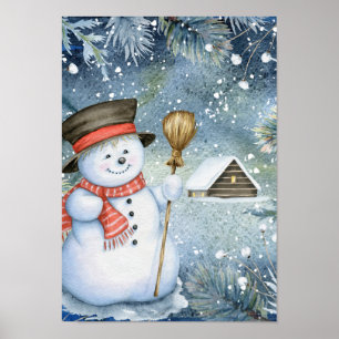 Poster Noël vintage snowman