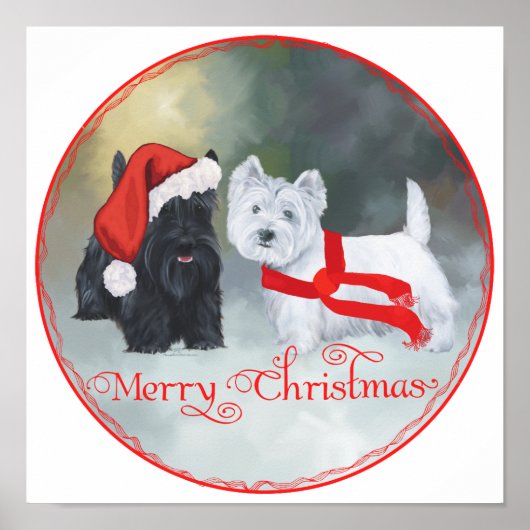 Poster Noël Westie Scottie (Devant)