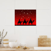 Poster Noël Wise Men Red Sky Star (Cuisine)