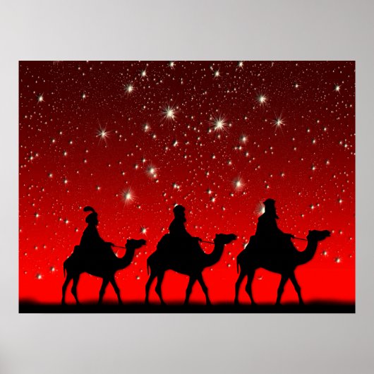 Poster Noël Wise Men Red Sky Star (Devant)