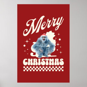 Poster Noël Yéti drôle humour des Fêtes