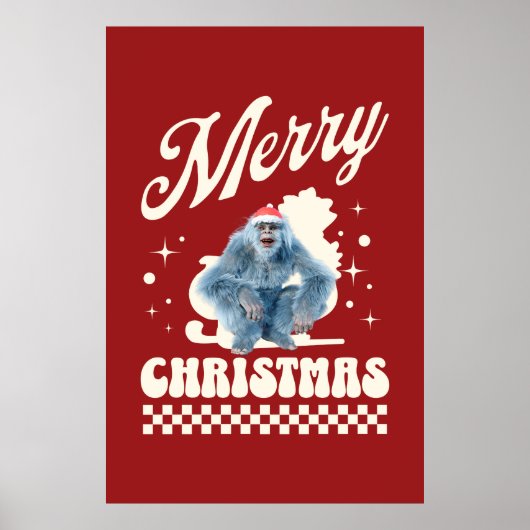 Poster Noël Yéti drôle humour des Fêtes (Devant)