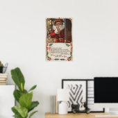 Poster NoëlPère Noël avec main sur la barbe (Bureau à domicile)