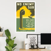 Poster NoEnemy Sub WWII 1942 WPA (Bureau à domicile)