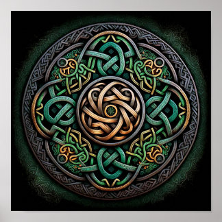 Poster Noeud Celtique Green Gold