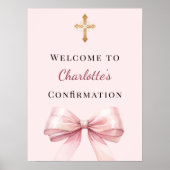 Poster Nœud rose blush de confirmation de bienvenue (Devant)