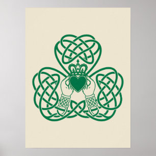 Poster Nœud Trèfle Claddagh