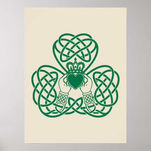Poster Nœud Trèfle Claddagh (Devant)